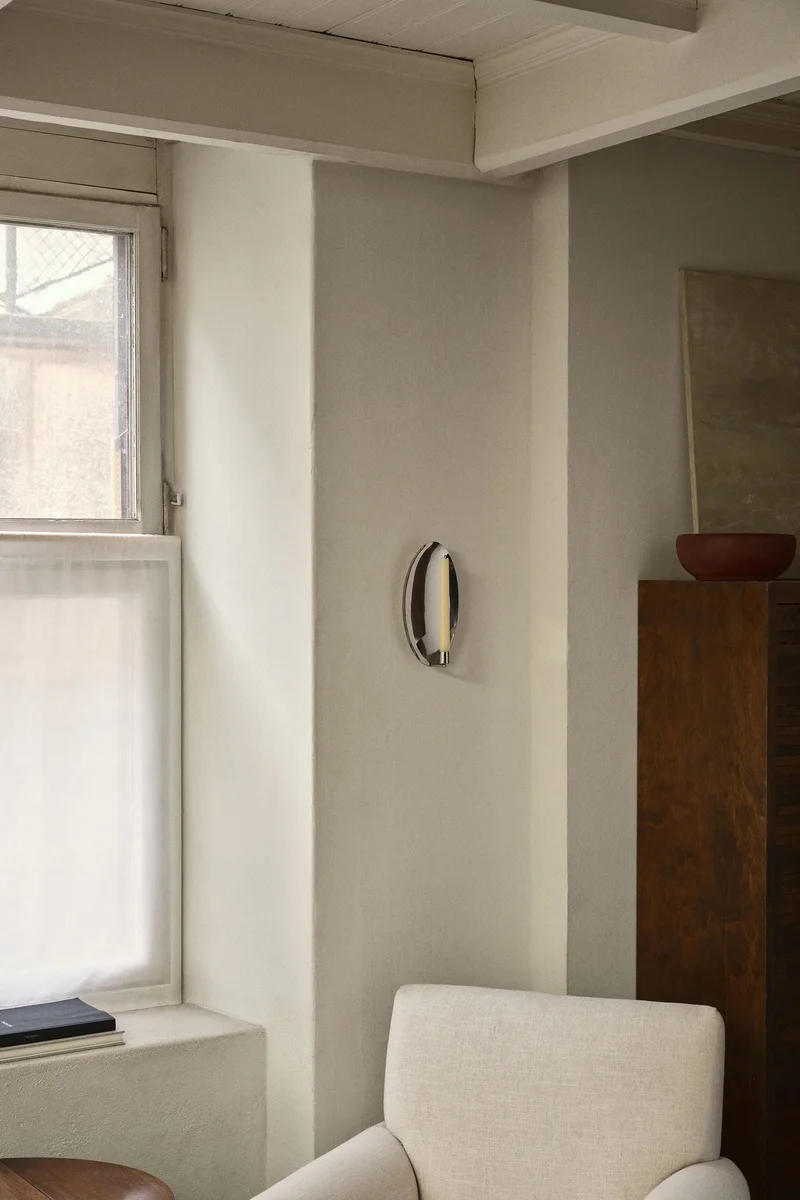 اتش اند ام مصباح جداري للشمع من الستانليس ستيل